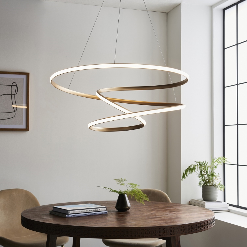 Endon 97639 - Lustre LED dimerizável suspenso por cabo TWIRL LED/88W/230V 3000K dourado