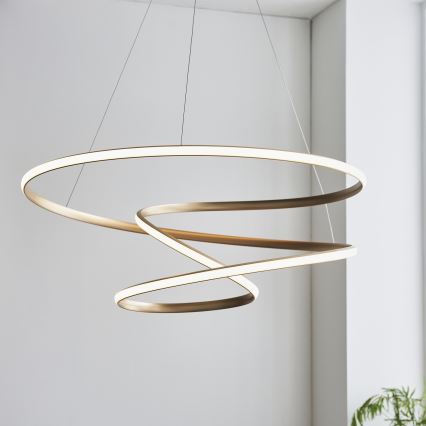 Endon 97639 - Lustre LED dimerizável suspenso por cabo TWIRL LED/88W/230V 3000K dourado