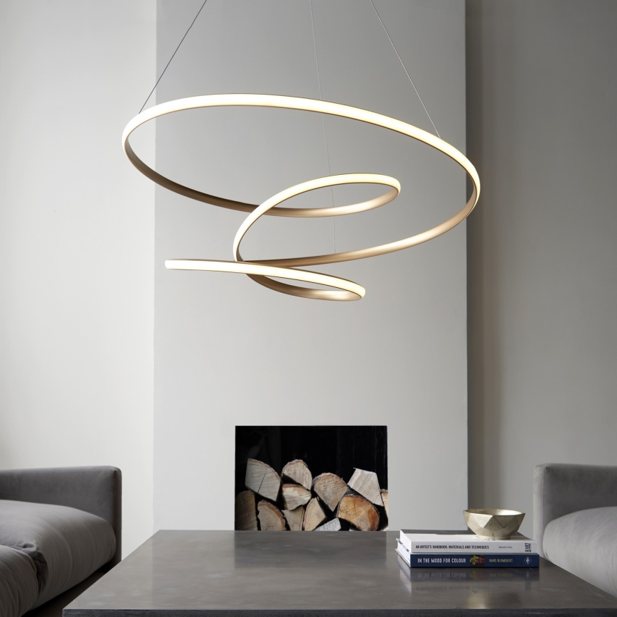 Endon 97639 - Lustre LED dimerizável suspenso por cabo TWIRL LED/88W/230V 3000K dourado