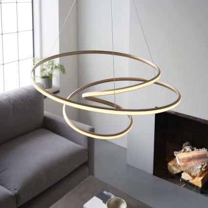 Endon 97639 - Lustre LED dimerizável suspenso por cabo TWIRL LED/88W/230V 3000K dourado