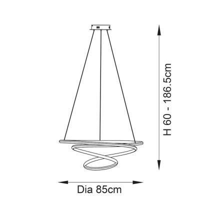 Endon 97639 - Lustre LED dimerizável suspenso por cabo TWIRL LED/88W/230V 3000K dourado