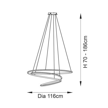 Endon 97645 - LED lustre dimerizável suspenso por cabo TWIRL LED/131W/230V 3000K dourado