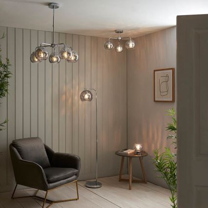 Endon 97971 - Candeeiro de tecto de montagem sobreposta DIMPLE 3xE14/25W/230V cromado brilhante/cinzento fumado