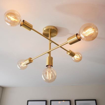 Endon 98786 - Lustre em haste SOHAN 5xE27/10W/230V latão