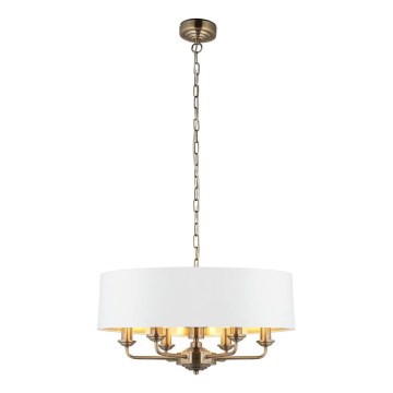 Endon 98933 - Candeeiro suspenso HIGHCLERE 6xE14/40W/230V branco/latão diâmetro 55 cm