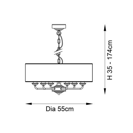Endon 98933 - Candeeiro suspenso HIGHCLERE 6xE14/40W/230V branco/latão diâmetro 55 cm