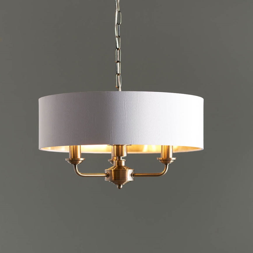 Endon 98934 - Candeeiro suspenso HIGHCLERE 3xE14/40W/230V branco/latão diâmetro 45 cm