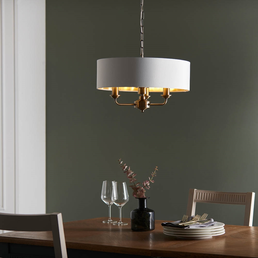 Endon 98934 - Candeeiro suspenso HIGHCLERE 3xE14/40W/230V branco/latão diâmetro 45 cm