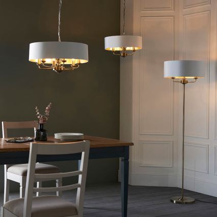 Endon 98934 - Candeeiro suspenso HIGHCLERE 3xE14/40W/230V branco/latão diâmetro 45 cm