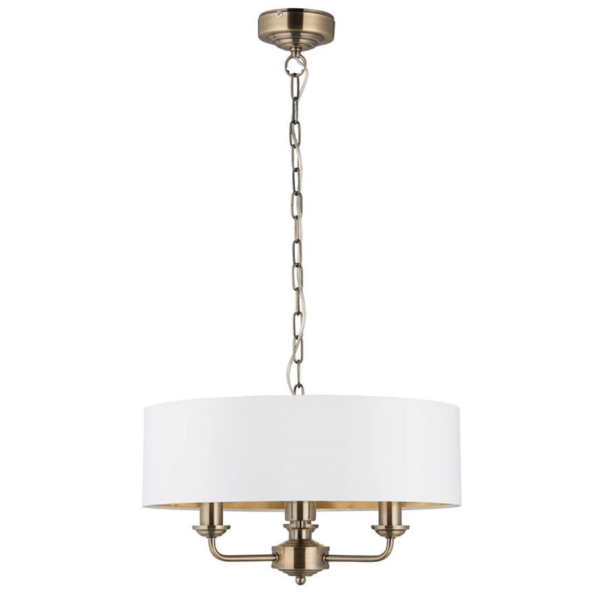 Endon 98934 - Candeeiro suspenso HIGHCLERE 3xE14/40W/230V branco/latão diâmetro 45 cm