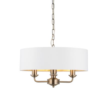 Endon 98934 - Candeeiro suspenso HIGHCLERE 3xE14/40W/230V branco/latão diâmetro 45 cm