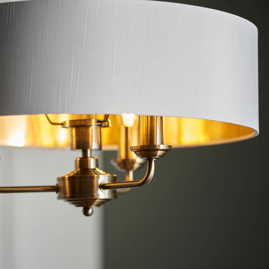 Endon 98934 - Candeeiro suspenso HIGHCLERE 3xE14/40W/230V branco/latão diâmetro 45 cm