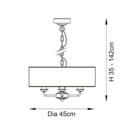 Endon 98934 - Candeeiro suspenso HIGHCLERE 3xE14/40W/230V branco/latão diâmetro 45 cm