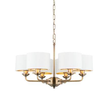 Endon 98936 - Candeeiro suspenso HIGHCLERE 6xE14/28W/230V branco/latão