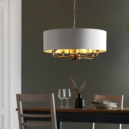 Endon 98938 - Lustre em corrente HIGHCLERE 8xE14/40W/230V Ø 70 cm branco/latão