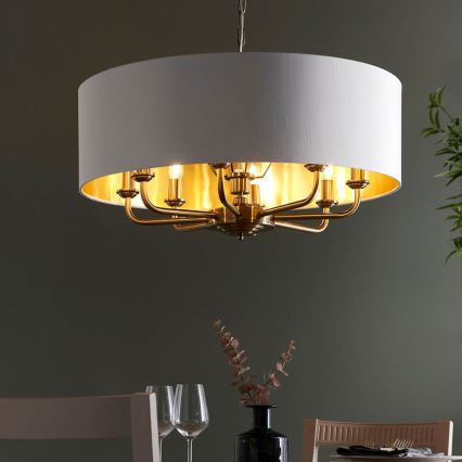 Endon 98938 - Lustre em corrente HIGHCLERE 8xE14/40W/230V Ø 70 cm branco/latão