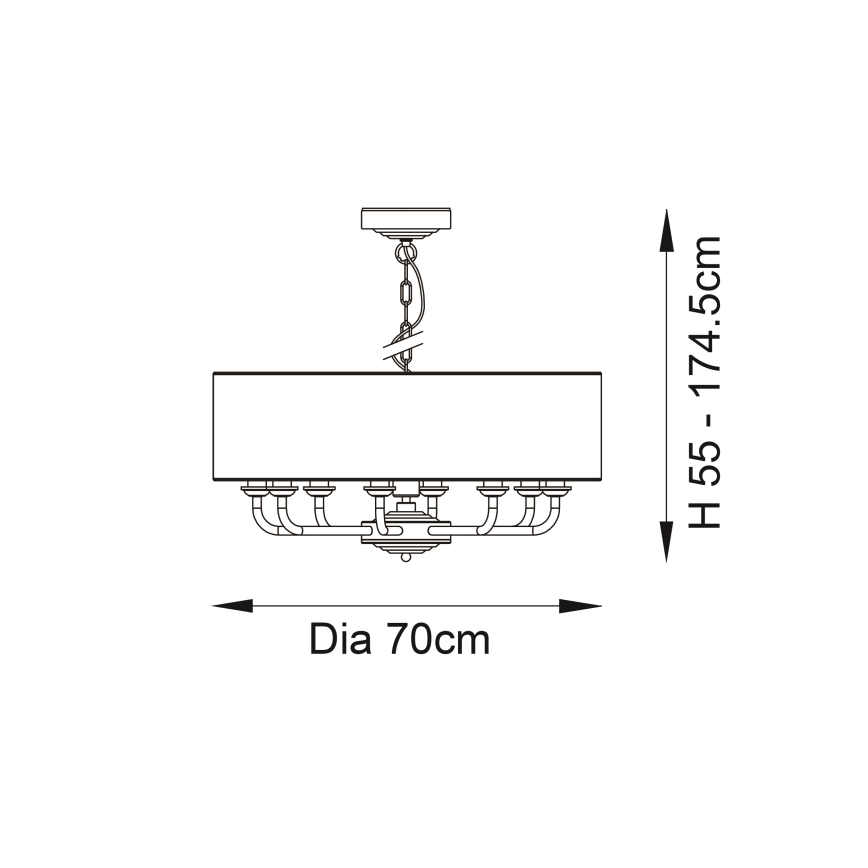 Endon 98938 - Lustre em corrente HIGHCLERE 8xE14/40W/230V Ø 70 cm branco/latão