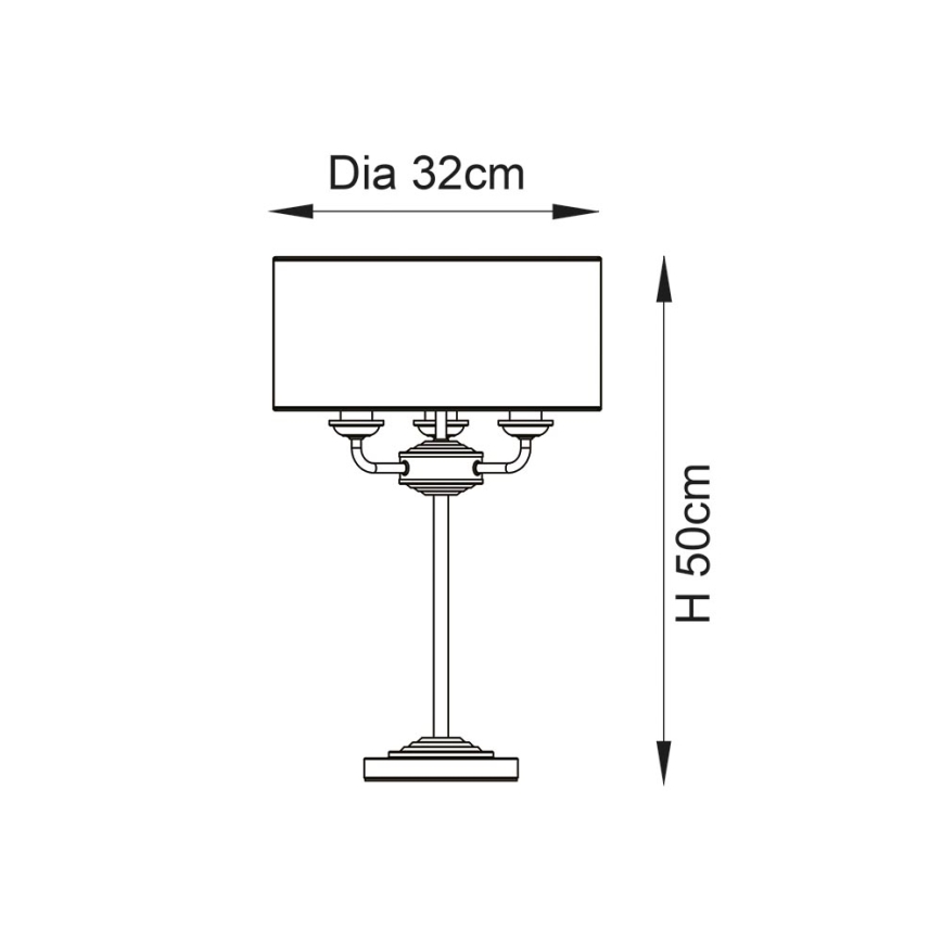 Endon 99149 - Candeeiro de mesa HIGHCLERE 3xE14/18W/230V cinzento/cromado brilhante diâmetro 32 cm