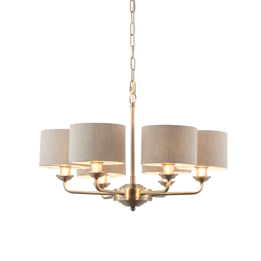 Endon 99151 - Lustre suspenso por corrente HIGHCLERE 6xE14/28W/230V cinzento/cromado mate Ø 53 cm