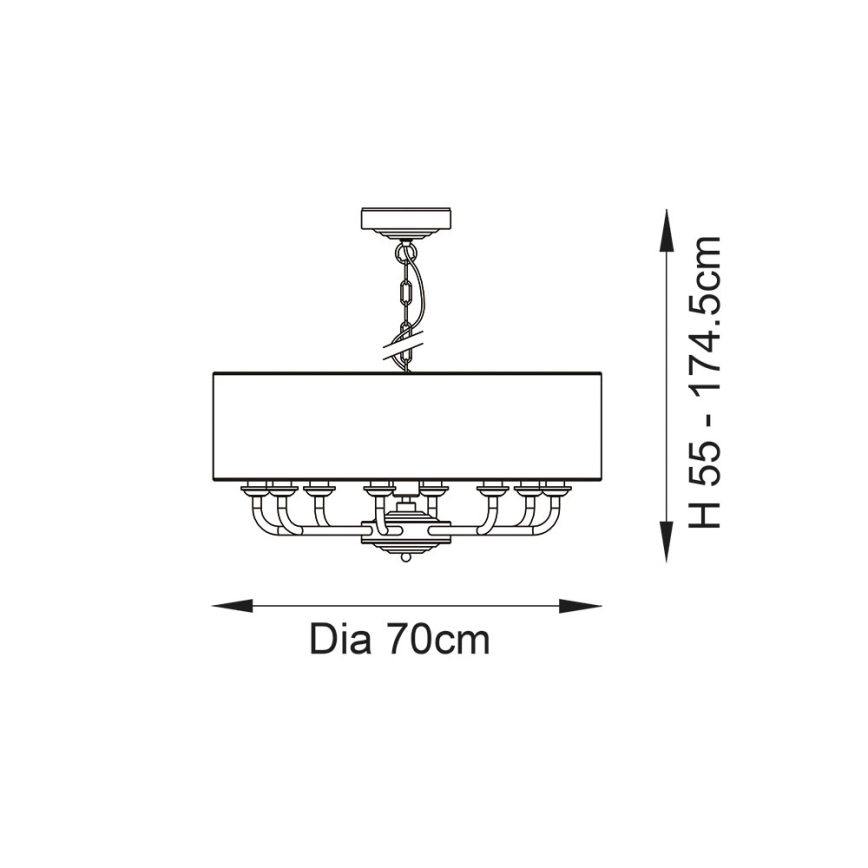 Endon 99152 - Candeeiro suspenso HIGHCLERE 8xE14/40W/230V cinzento/cromado mate diâmetro 70 cm