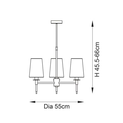 Endon 99455 - Lustre em haste 3xE14/6W/230V cromado brilhante/branco