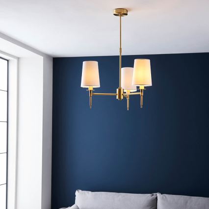 Endon 99456 - Lustre de haste 3xE14/6W/230V dourado/branco