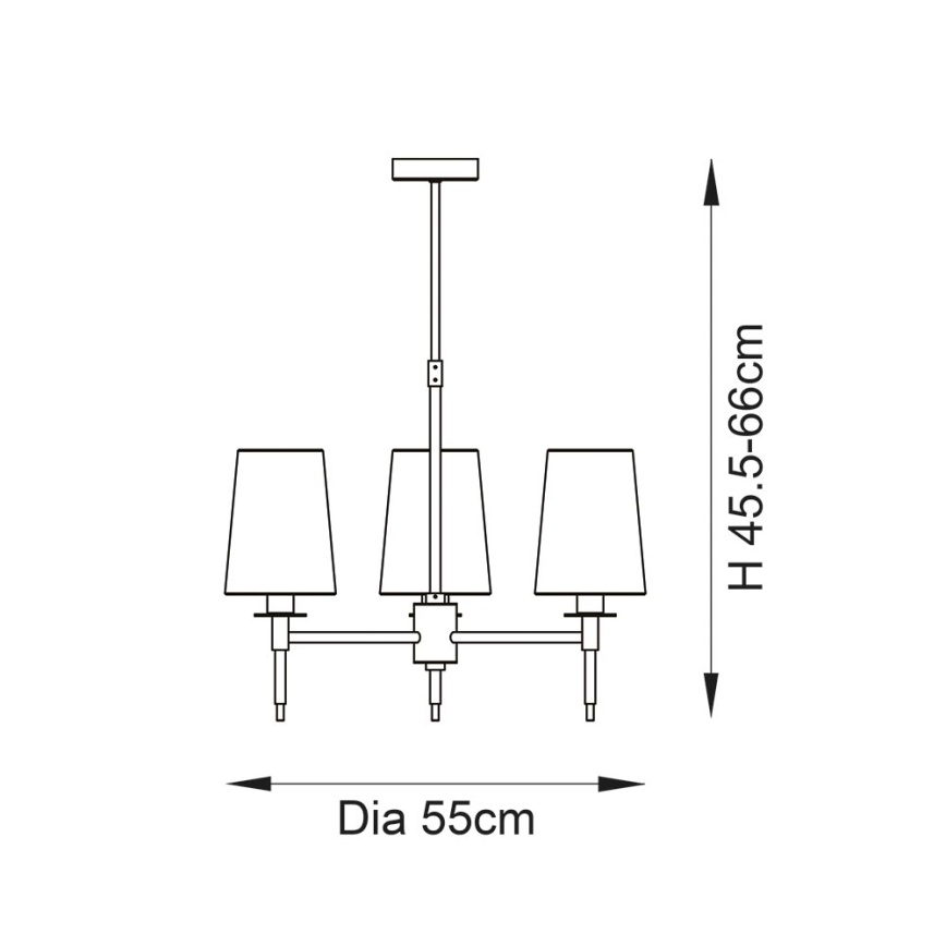 Endon 99456 - Lustre de haste 3xE14/6W/230V dourado/branco