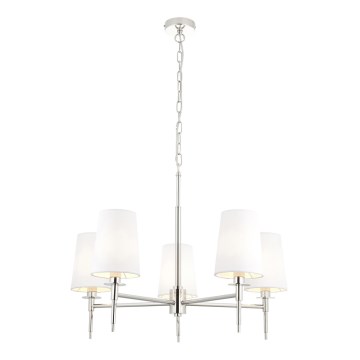 Endon 99457 - Lustre com corrente 5xE14/6W/230V cromado brilhante/branco