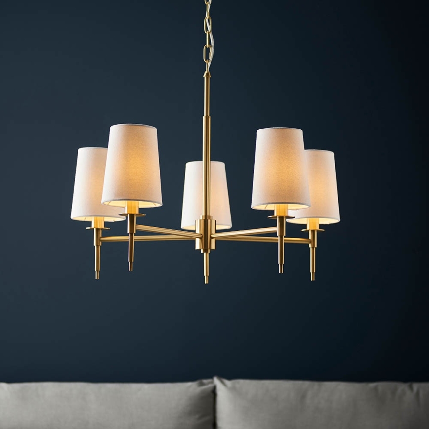 Endon 99458 - Lustre com corrente 5xE14/6W/230V dourado/branco