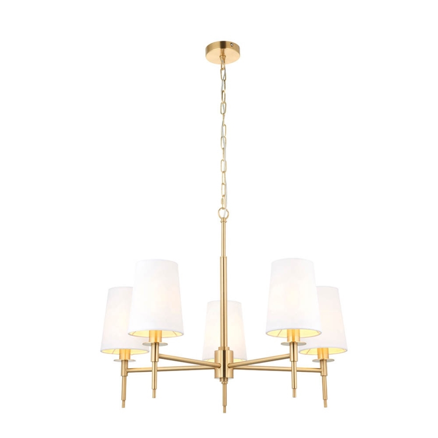 Endon 99458 - Lustre com corrente 5xE14/6W/230V dourado/branco