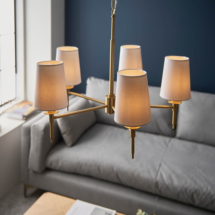 Endon 99458 - Lustre com corrente 5xE14/6W/230V dourado/branco