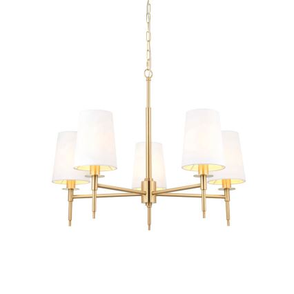 Endon 99458 - Lustre com corrente 5xE14/6W/230V dourado/branco