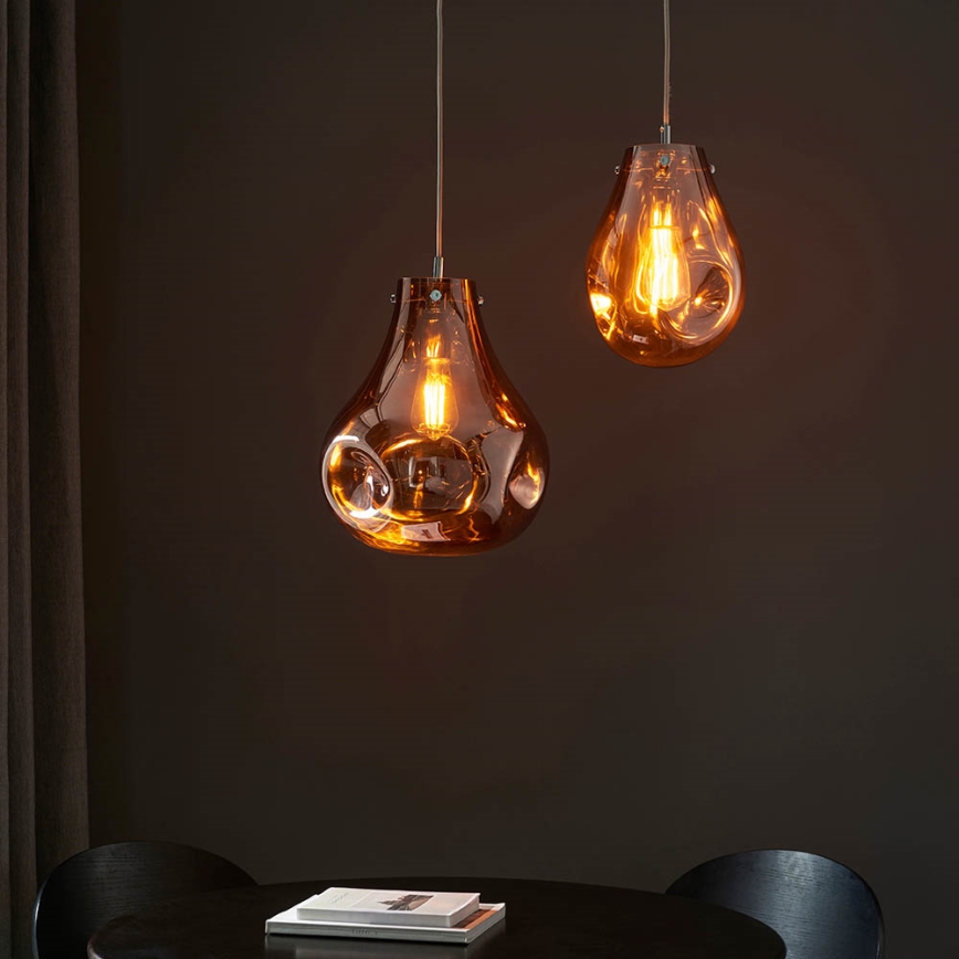 Endon 99790 - Lustre suspenso por cabo EUROPA 1xE27/10W/230V castanho fumado