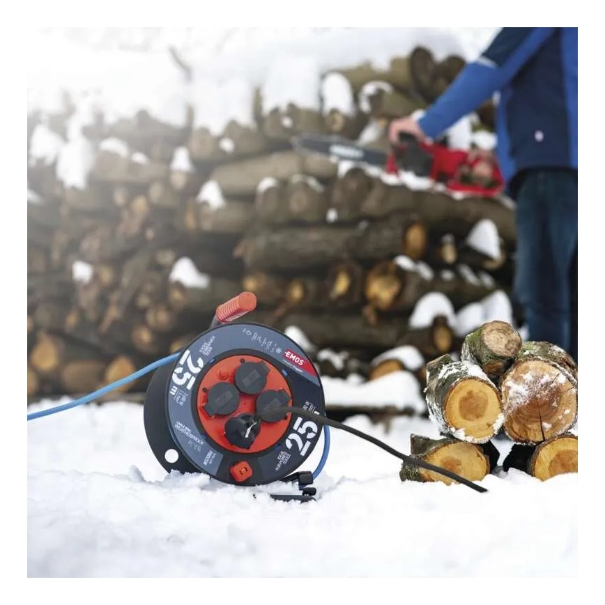 Enrolador com 4 tomadas 25m silicone IP44