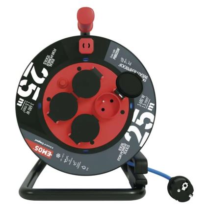 Enrolador com 4 tomadas 25m silicone IP44