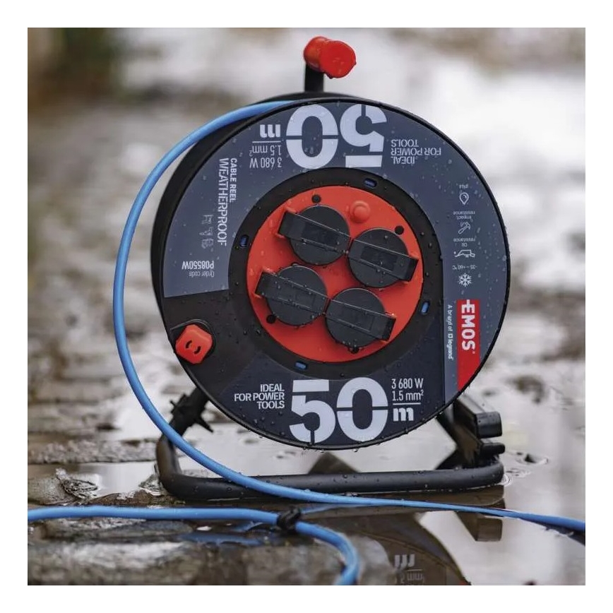 Enrolador com 4 tomadas 50m silicone IP44