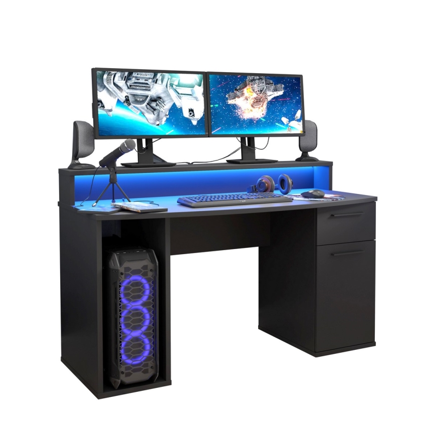 Escrivaninha com iluminação integrada IVAR preta