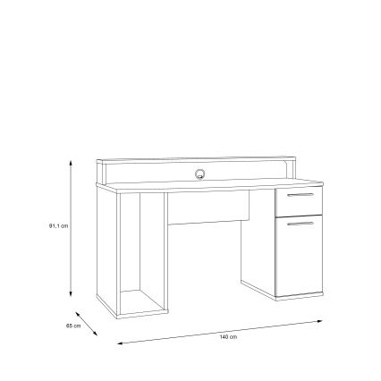 Escrivaninha com iluminação integrada IVAR preta