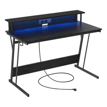 Escrivaninha com iluminação integrada SOLEA-X preta