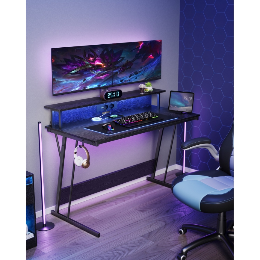 Escrivaninha com iluminação integrada SOLEA-X preta