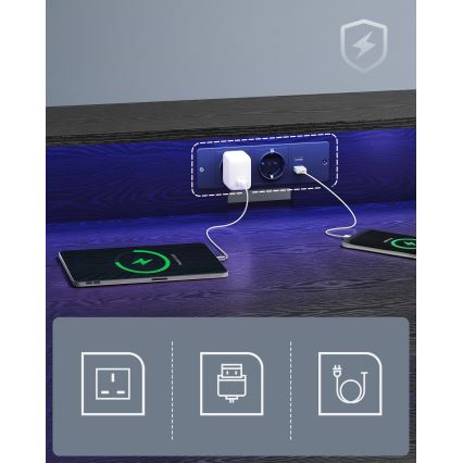 Escrivaninha com iluminação integrada SOLEA-X preta