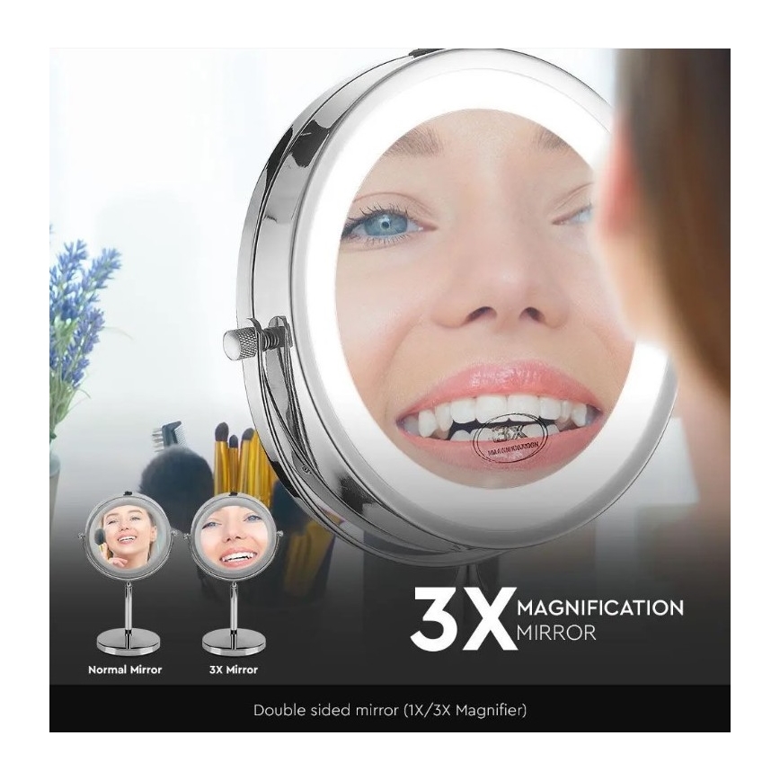 Espelho cosmético LED LED/3W/6V 4xAA IP44