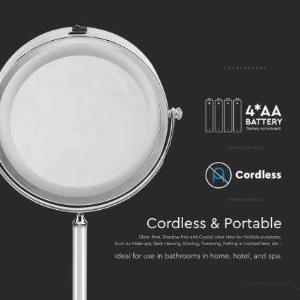 Espelho cosmético LED LED/3W/6V 4xAA IP44