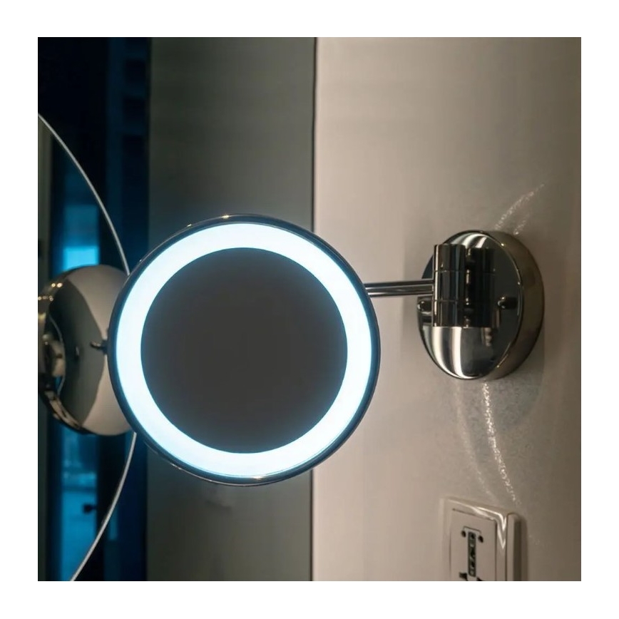 Espelho de maquilhagem LED para parede LED/3W/6V 4xAA IP44