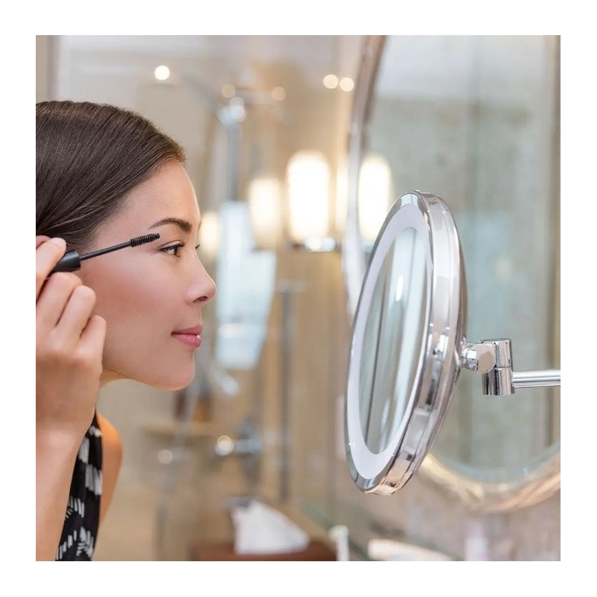 Espelho de maquilhagem LED para parede LED/3W/6V 4xAA IP44