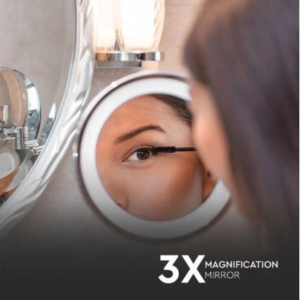 Espelho de maquilhagem LED para parede LED/3W/6V 4xAA IP44