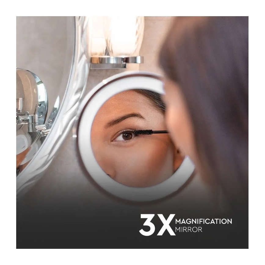 Espelho de maquilhagem LED para parede LED/3W/6V 4xAA IP44