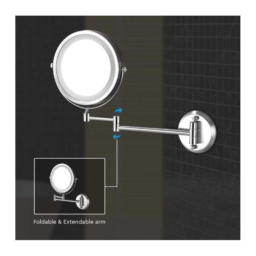 Espelho de maquilhagem LED para parede LED/3W/6V 4xAA IP44