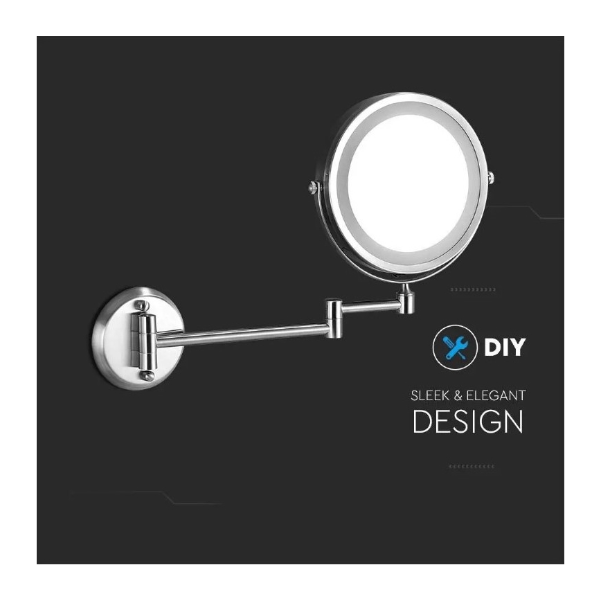 Espelho de maquilhagem LED para parede LED/3W/6V 4xAA IP44