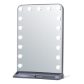 Espelho de maquilhagem LED regulável HOLLYWOOD LED/18W/230V 3000/4200/6000K cinzento
